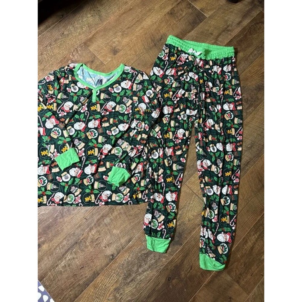Christmas PJ Set Santa Snow Globe Soft Medium
